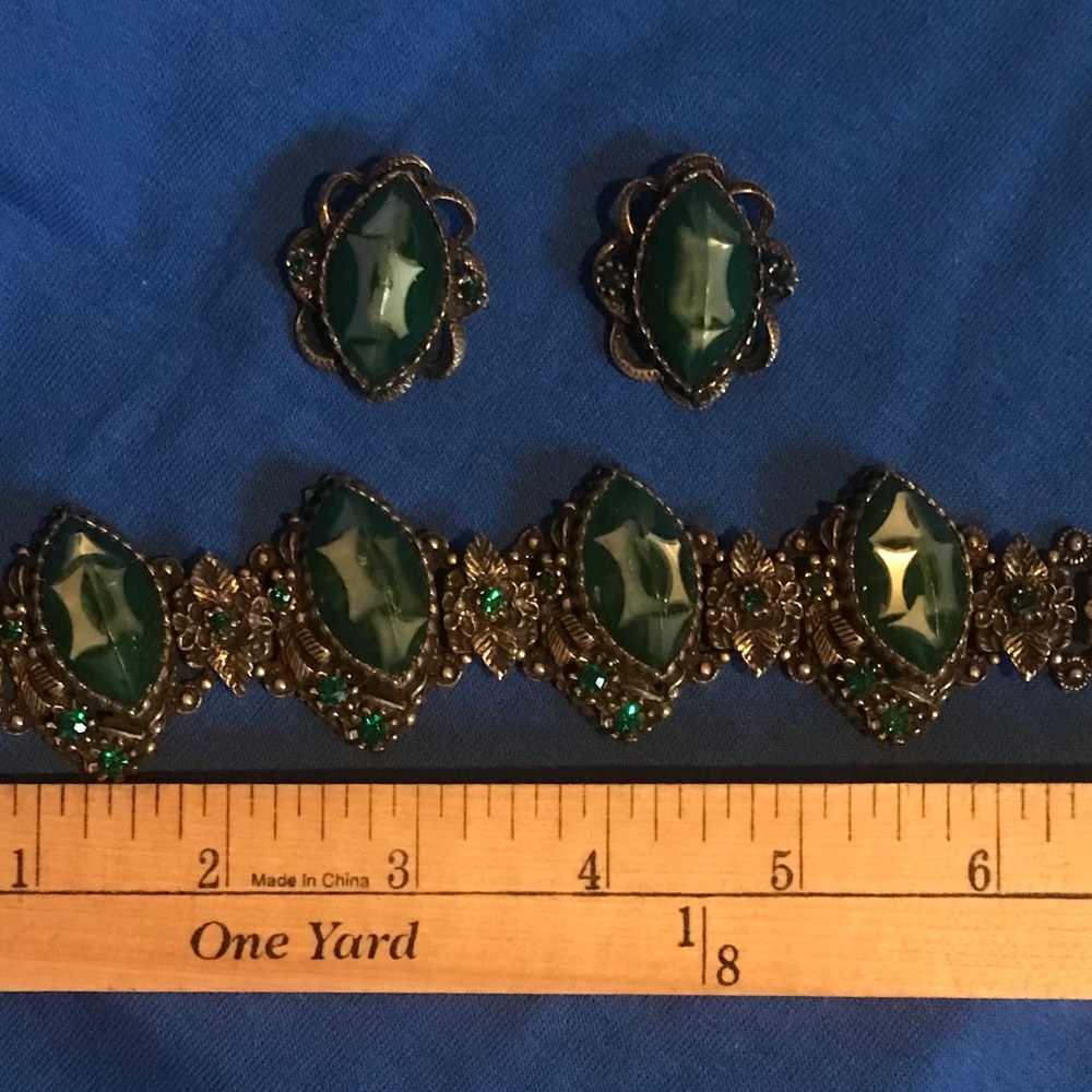 1950s Baroque Vintage Bracelet and Earrings